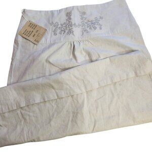 Renaissance Grey Linen Cotton Blend Maxi Skirt Floral Embroidery XXL fairycore